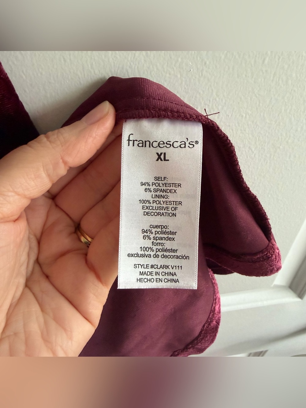 Francesca’s Elisa Floral Velvet Midi Dress in Dark Red NWT - Picture 8 of 8